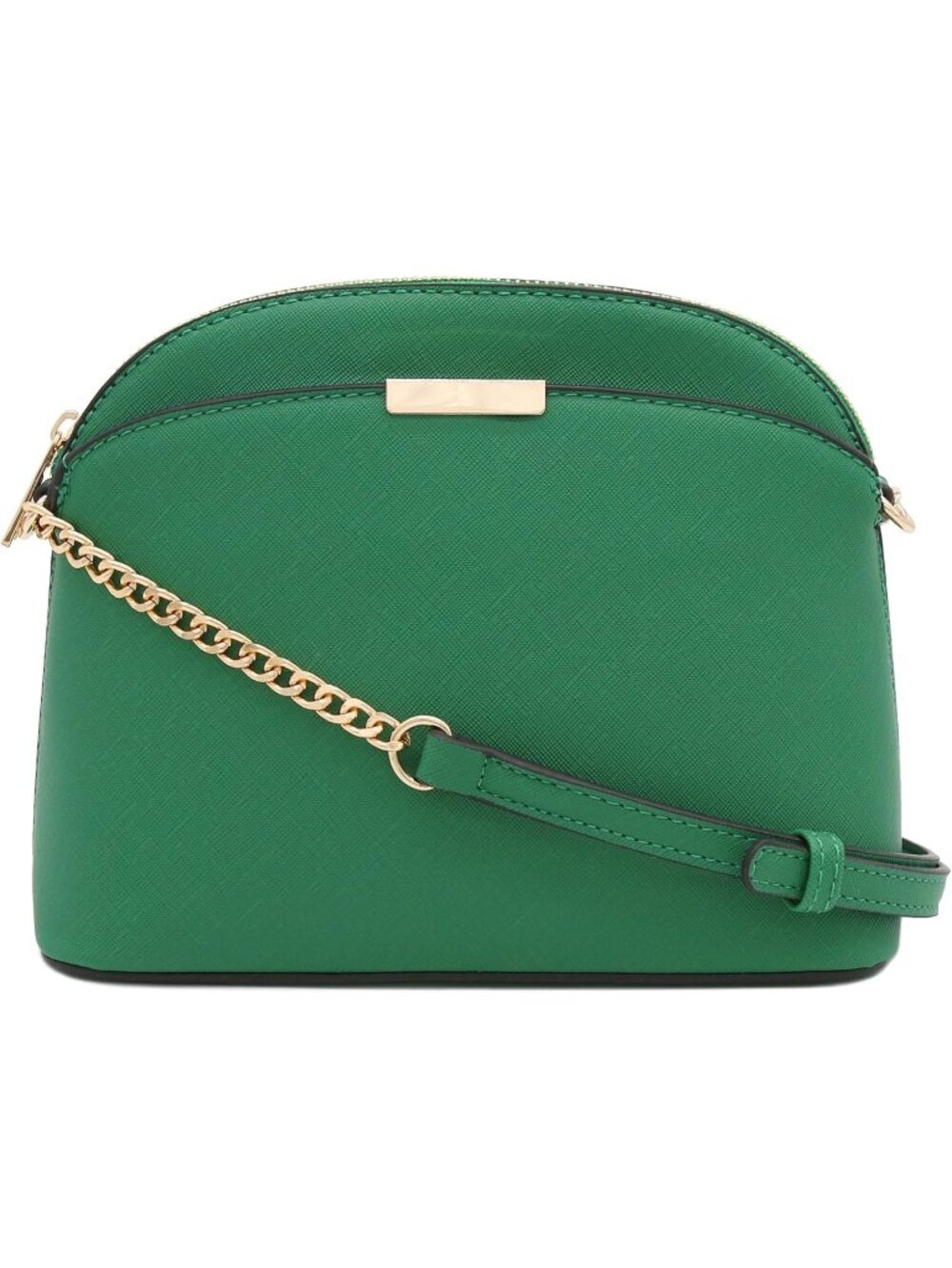 Women's Green Faux Leather Small Dome Comfort Crossbody Bag with Chain Strap